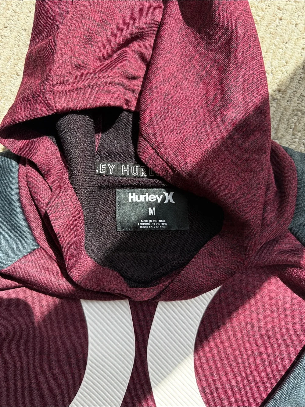 Hurley Youth Maroon and Gray Logo Pullover Hoodie